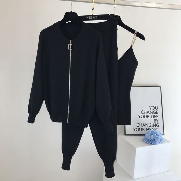 women's two piece pants xfpv autumn knitted sweater suit casual temperament chain vest jacket elastic three-piece sets sm867 220902, White
women's two piece pants xfpv autumn knitted sweater suit casual temperament chain vest jacket elastic three-piece sets sm867 220902, White