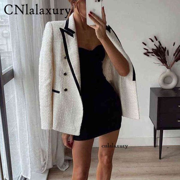 women's down parkas cnlalaxury 2022 women fashion double breasted tweed blazer coat vintage long sleeve pockets female jacket outerwear, Black
women's down parkas cnlalaxury 2022 women fashion double breasted tweed blazer coat vintage long sleeve pockets female jacket outerwear, Black
