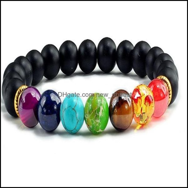 

beaded strands 7 chakra bracelet men black lava tiger eye stones healing nce beads reiki buddha prayer natural stone yoga newdhdhb0s