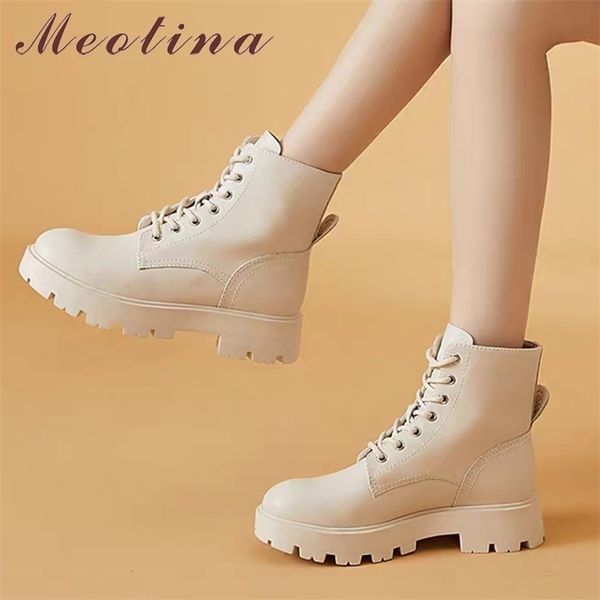 boots meotina women genuine leather motorcycle round toe lace up shoes thick med heel ladies ankle autumn winter 40 220902, Black
boots meotina women genuine leather motorcycle round toe lace up shoes thick med heel ladies ankle autumn winter 40 220902, Black
