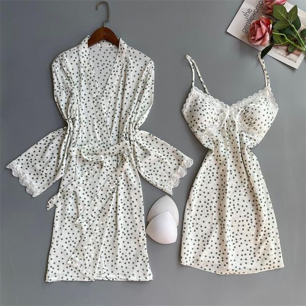 wedding party loungewear kimono robe set women sleepwear lace satin, Black;red 
wedding party loungewear kimono robe set women sleepwear lace satin, Black;red