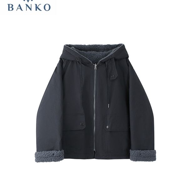 womens down parka vintage solid color warm two side wear cotton padded coat winter long sleeve preppy style thick hoodie jacket outwear 2209, Black
womens down parka vintage solid color warm two side wear cotton padded coat winter long sleeve preppy style thick hoodie jacket outwear 2209, Black