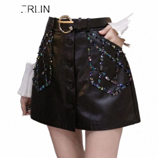 skirts handmade beaded pu leather skirts women's korean style single-breasted high waist slim skirt with lining a-line chic saia d4rb#, Black
skirts handmade beaded pu leather skirts women's korean style single-breasted high waist slim skirt with lining a-line chic saia d4rb#, Black