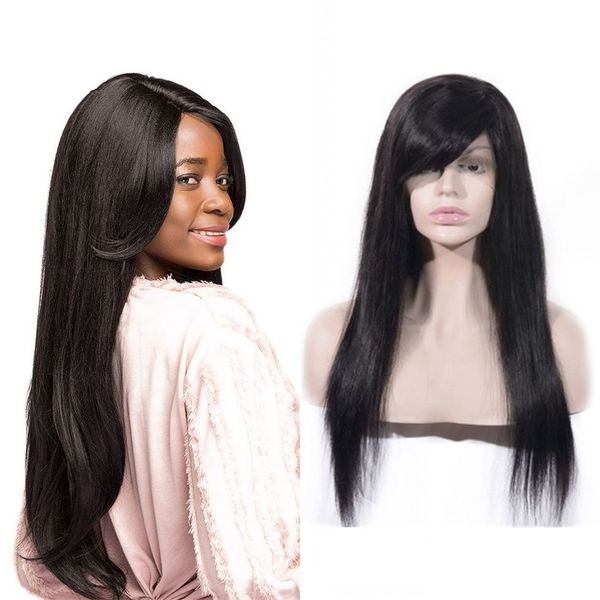 13x4 hd lace front human hair wigs with bangs pre plucked natural straight indian remy hair wig 8-24 inch, Black;brown
13x4 hd lace front human hair wigs with bangs pre plucked natural straight indian remy hair wig 8-24 inch, Black;brown