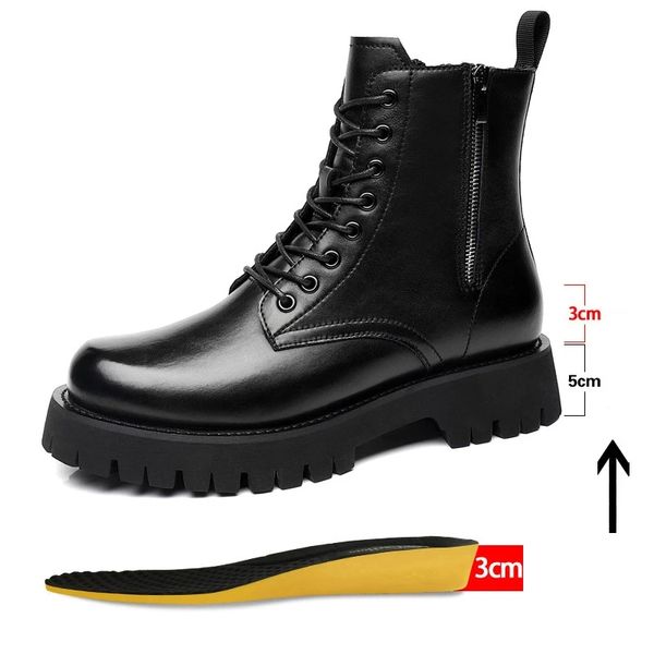 8cm height increasing men boots platform high mens leather boot zipper winter male tooling elevator shoes autumn, Black
8cm height increasing men boots platform high mens leather boot zipper winter male tooling elevator shoes autumn, Black