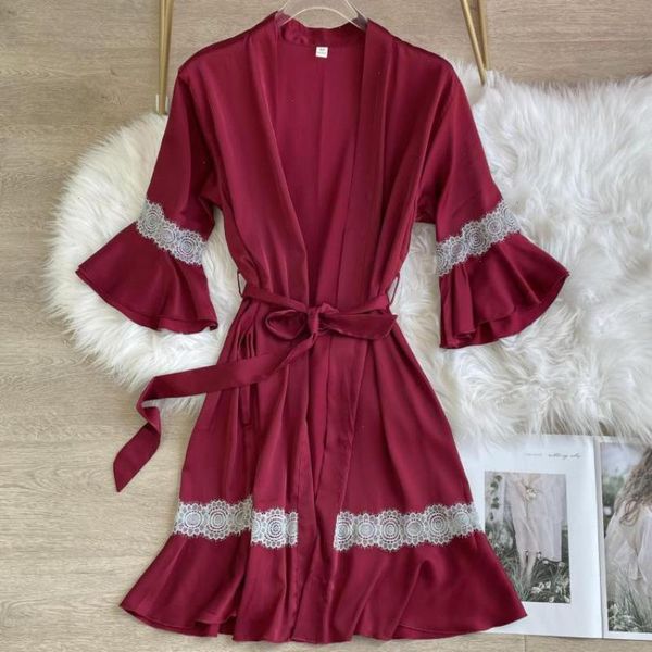 women home clothing womens sleepwear summer short bathrobe gown lace satin, Black;red
women home clothing womens sleepwear summer short bathrobe gown lace satin, Black;red
