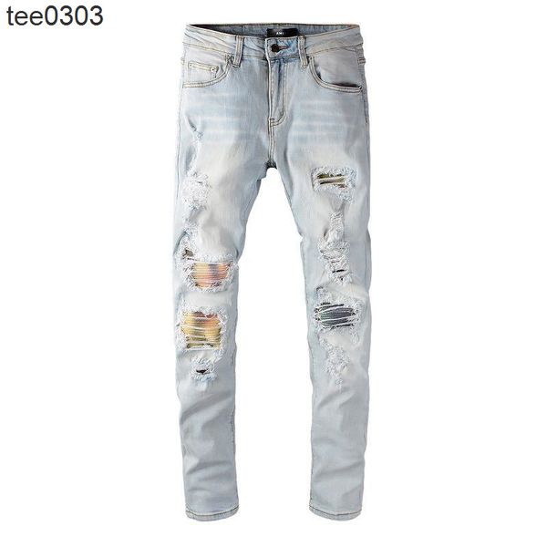 2021 new jeans high street tide brand fashion light color hole patch color patch beggar slim leggings amirs, Blue
2021 new jeans high street tide brand fashion light color hole patch color patch beggar slim leggings amirs, Blue
