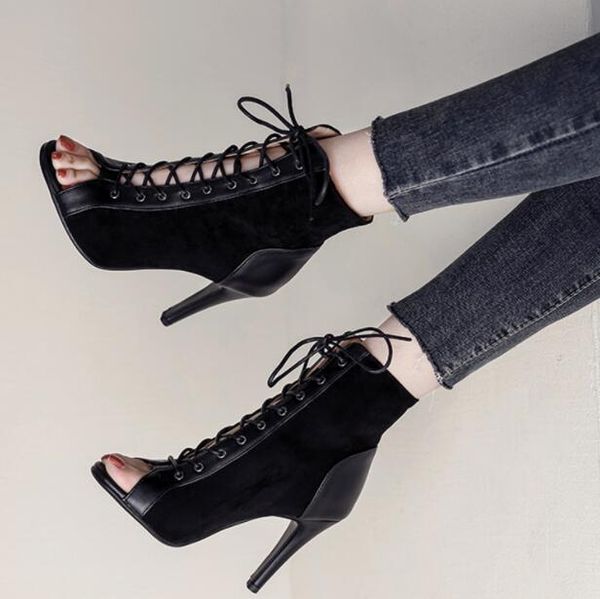new wave women peep toes suede sandals boots dancing high heels trendy stiletto lace-up designer classics female fashion platform shoes onli, Black
new wave women peep toes suede sandals boots dancing high heels trendy stiletto lace-up designer classics female fashion platform shoes onli, Black