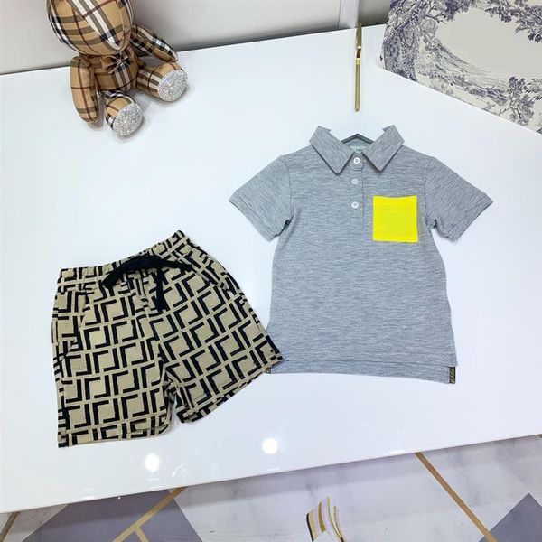 designer kids short sleeve polo t-shirt shorts sets childrens suit brand boys clothing cotton tees size 100-150275t, White 
designer kids short sleeve polo t-shirt shorts sets childrens suit brand boys clothing cotton tees size 100-150275t, White