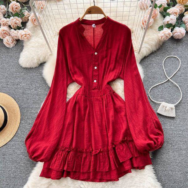 advanced red temperament lantern sleeve dress spring women's wear 2023 new ruffle waist a-shaped skirt, Black;gray
advanced red temperament lantern sleeve dress spring women's wear 2023 new ruffle waist a-shaped skirt, Black;gray