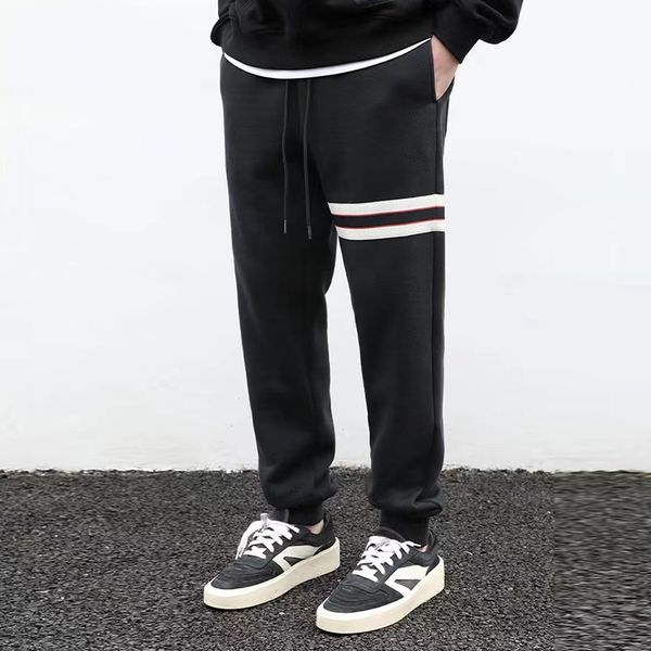 pants high street striped joggers fleece sweatpants men's straight solid loose drawstring trousers, Black
pants high street striped joggers fleece sweatpants men's straight solid loose drawstring trousers, Black
