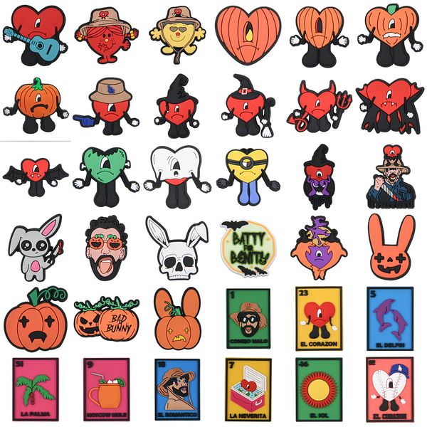 2022 pvc decorations accessories women custom logo wholesale designer charm halloween bad bunny croc charms, White;pink
2022 pvc decorations accessories women custom logo wholesale designer charm halloween bad bunny croc charms, White;pink