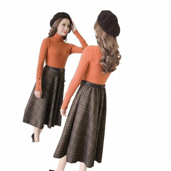 skirts skirts tingyili vintage plaid skirt autumn winter high waist warm woolen korean style women long n5z7#, Black 
skirts skirts tingyili vintage plaid skirt autumn winter high waist warm woolen korean style women long n5z7#, Black