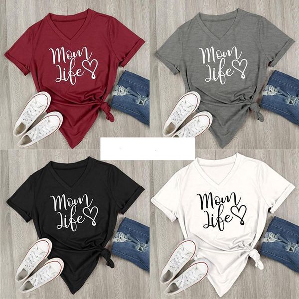 summer casual mom t shirts life letter printed v-neck short sleeve tees, White
summer casual mom t shirts life letter printed v-neck short sleeve tees, White