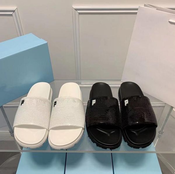 designer sequin vamp slippers women summer flat bottom sandal outdoor leisure slipper fashion letter p triangle beach shoes sandals, Black
designer sequin vamp slippers women summer flat bottom sandal outdoor leisure slipper fashion letter p triangle beach shoes sandals, Black