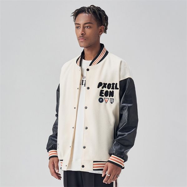 mens jackets patch embroidery varsity jackets men hip hop patchwork leather jackets wool vintage bomber oversized baseball jacket for men 22, Black;brown
mens jackets patch embroidery varsity jackets men hip hop patchwork leather jackets wool vintage bomber oversized baseball jacket for men 22, Black;brown