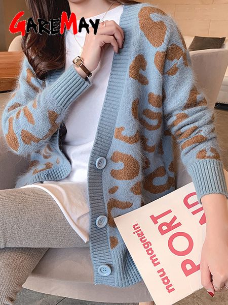 women s knits tees autumn winter knitted leopard sweaters women korean v neck thick print cardigan coat loose button outwear 220902, White
women s knits tees autumn winter knitted leopard sweaters women korean v neck thick print cardigan coat loose button outwear 220902, White