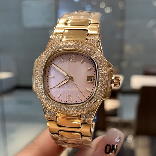 5 types luxury diamonds watch 32mm womens size gold case pink shell dial nice designer iced out watches quartz movement waterproof wristwatc, Slivery;brown
5 types luxury diamonds watch 32mm womens size gold case pink shell dial nice designer iced out watches quartz movement waterproof wristwatc, Slivery;brown