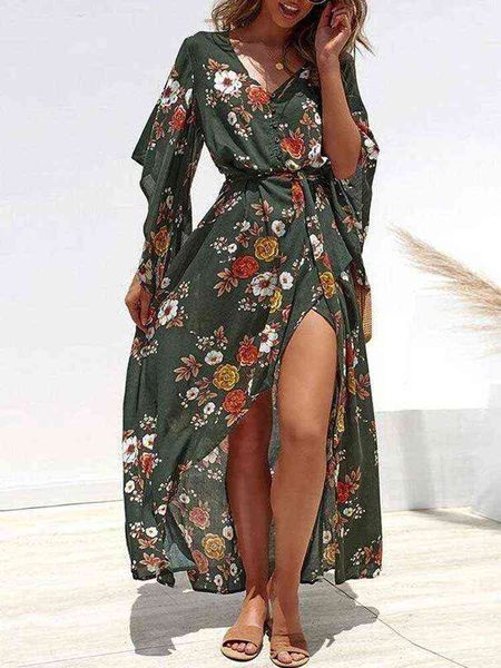 casual dresses boho inspired women's v-neck wrap floral split belted boho dress flare sleeve summer beach dress chiffon bohemian women, Black;gray
casual dresses boho inspired women's v-neck wrap floral split belted boho dress flare sleeve summer beach dress chiffon bohemian women, Black;gray