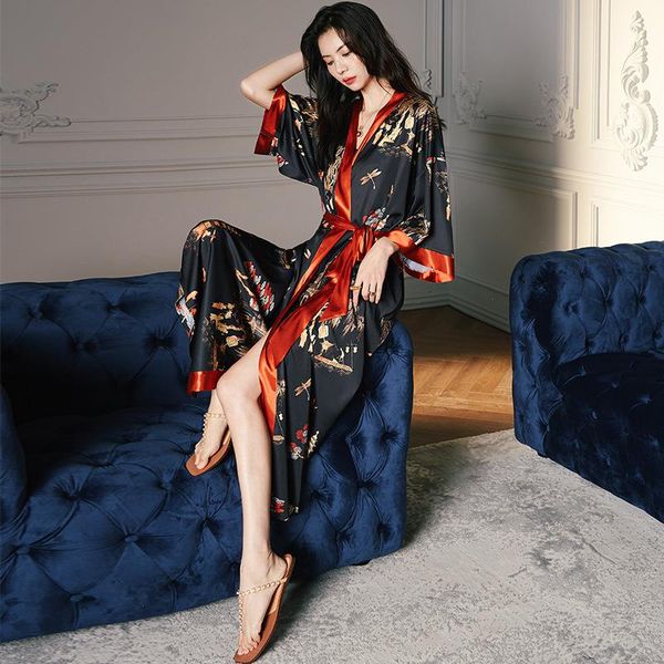summer half sleeve sleepwear bathrobe gown black patchwork print flower kimono, Black;red
summer half sleeve sleepwear bathrobe gown black patchwork print flower kimono, Black;red