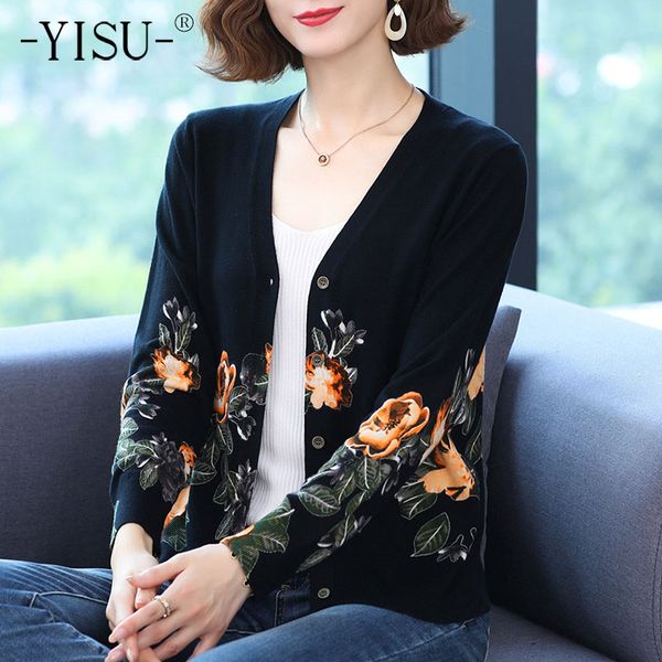 yisu women cardigans sweater autumn v-neck flowers printing knitted coat cardigan single breasted casual knit jacket sweater, White;black
yisu women cardigans sweater autumn v-neck flowers printing knitted coat cardigan single breasted casual knit jacket sweater, White;black
