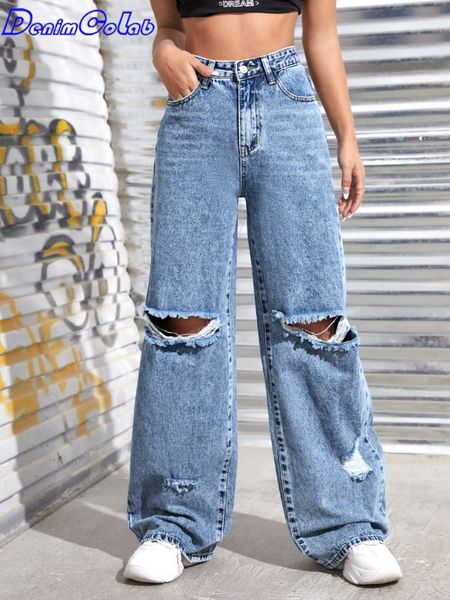 women s jeans denimcolab hole washed wide leg pants for women loose boyfriend ladies ripped casual trousers mom 220902, Blue
women s jeans denimcolab hole washed wide leg pants for women loose boyfriend ladies ripped casual trousers mom 220902, Blue