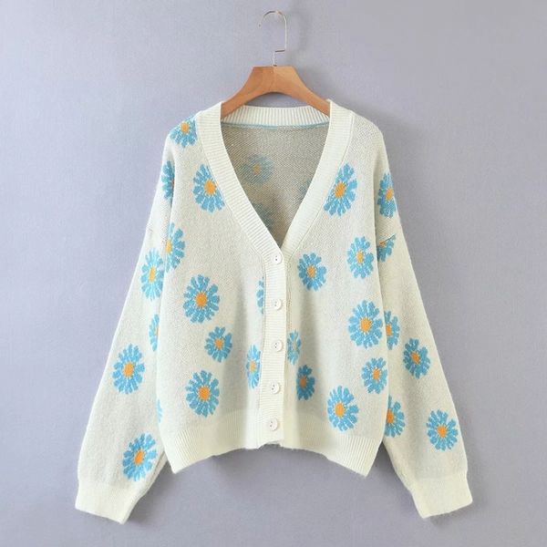 women s knits tees y2k sweet women beauty button sweater casual long sleeved v neck daisy jacquard print loose knit cardigan jacket spring a, White
women s knits tees y2k sweet women beauty button sweater casual long sleeved v neck daisy jacquard print loose knit cardigan jacket spring a, White