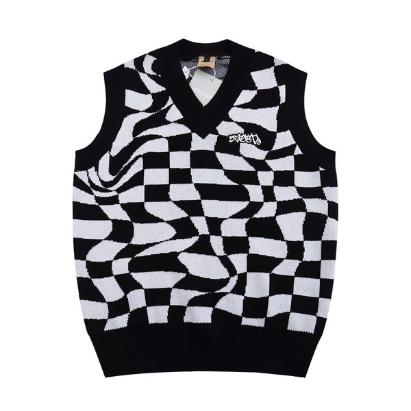 men's sweaters plaid knitted vest mens autumn sleeveless sweater casual loose crew neck pullover men, White;black
men's sweaters plaid knitted vest mens autumn sleeveless sweater casual loose crew neck pullover men, White;black