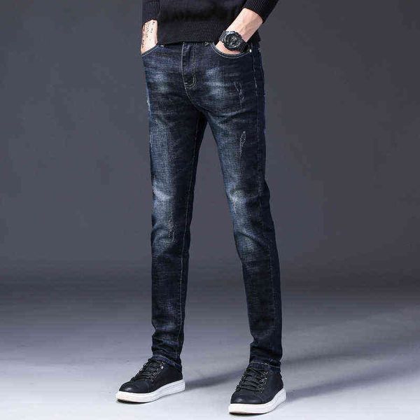 and spring summer men's jeans korean slim fit feet elastic high-end brand pants, Blue
and spring summer men's jeans korean slim fit feet elastic high-end brand pants, Blue