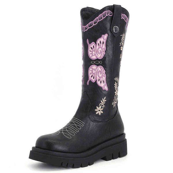 boots butterfly embroidery western cowboy leather platform shoes for women brief on round nose knight mujer de zapatos 220811, Black
boots butterfly embroidery western cowboy leather platform shoes for women brief on round nose knight mujer de zapatos 220811, Black