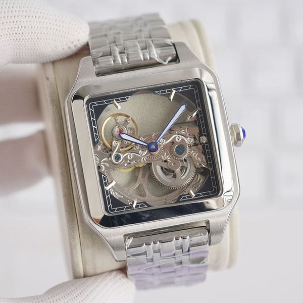 watch automatic mechanical stainless steel strap men wristwatch waterproof montre de luxe wristwatches rectangular dial hollow out, Silver
watch automatic mechanical stainless steel strap men wristwatch waterproof montre de luxe wristwatches rectangular dial hollow out, Silver