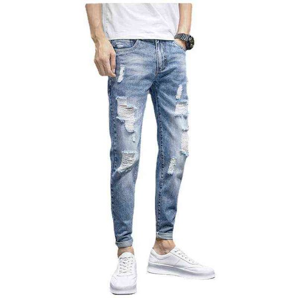 2022 men's fashion jeans four seasons style perforated pants slim fit small feet casual versatile beggar, Blue
2022 men's fashion jeans four seasons style perforated pants slim fit small feet casual versatile beggar, Blue