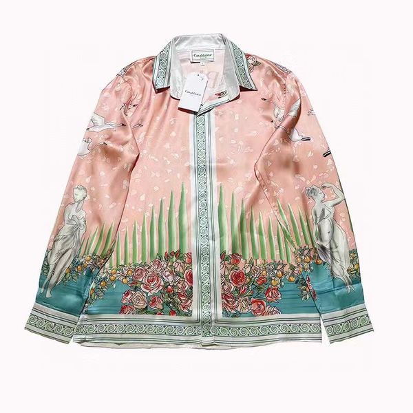 silk print shirt men women quality casual tees 2023ss long sleeve, White;black
silk print shirt men women quality casual tees 2023ss long sleeve, White;black