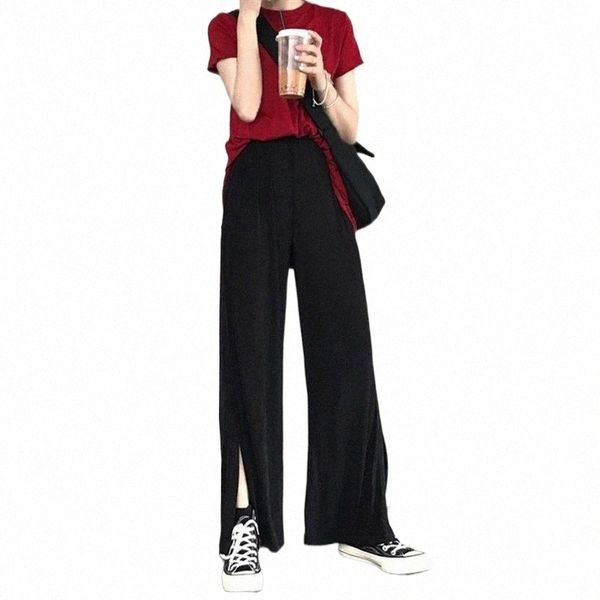 women's pants & capris straight large size casual slit wide leg trousers streetwear suit full-length selling chic loose pant women', Black;white
women's pants & capris straight large size casual slit wide leg trousers streetwear suit full-length selling chic loose pant women', Black;white
