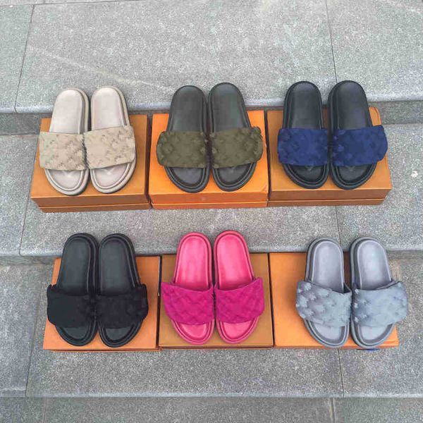 pool pillow comfort designer slippers velcro sandals luxury calfskin slides flat mules summer beach slipper with box, Black
pool pillow comfort designer slippers velcro sandals luxury calfskin slides flat mules summer beach slipper with box, Black