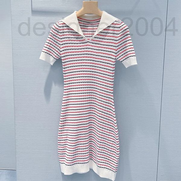 casual dresses designer miu striped knitted skirt thin elastic navy collar buttock short sleeve small dress new summer style eh75, Black;gray
casual dresses designer miu striped knitted skirt thin elastic navy collar buttock short sleeve small dress new summer style eh75, Black;gray