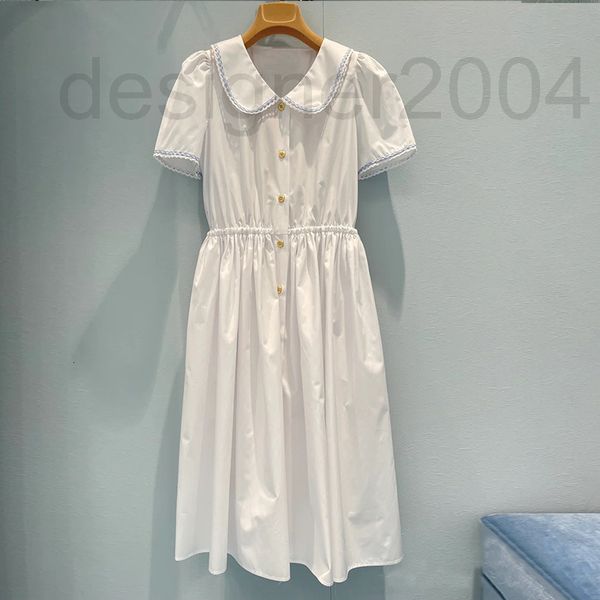 casual dresses designer miu family baby collar dress white short sleeved embroidered stitched single breasted middle waist to show figure sk, Black;gray
casual dresses designer miu family baby collar dress white short sleeved embroidered stitched single breasted middle waist to show figure sk, Black;gray