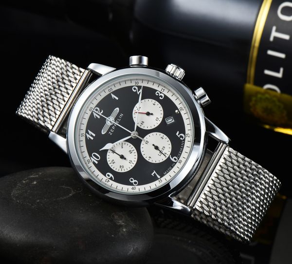 2022 men watch new zeppelin watch waterproof leather business casual quartz watch men's three eyes multifunction chronograph 001, Slivery;golden
2022 men watch new zeppelin watch waterproof leather business casual quartz watch men's three eyes multifunction chronograph 001, Slivery;golden
