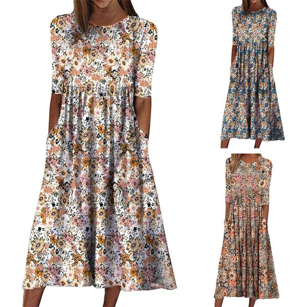 casual dresses spring/summer printed round neck pullover mid sleeve loose pocket mid-length dress, Black;gray
casual dresses spring/summer printed round neck pullover mid sleeve loose pocket mid-length dress, Black;gray