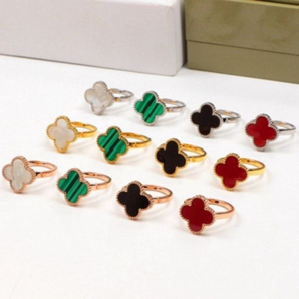 womens designer clover rings fashion four-leaf flowers band ring shell titanium steel lovers ring jewelry, Silver
womens designer clover rings fashion four-leaf flowers band ring shell titanium steel lovers ring jewelry, Silver