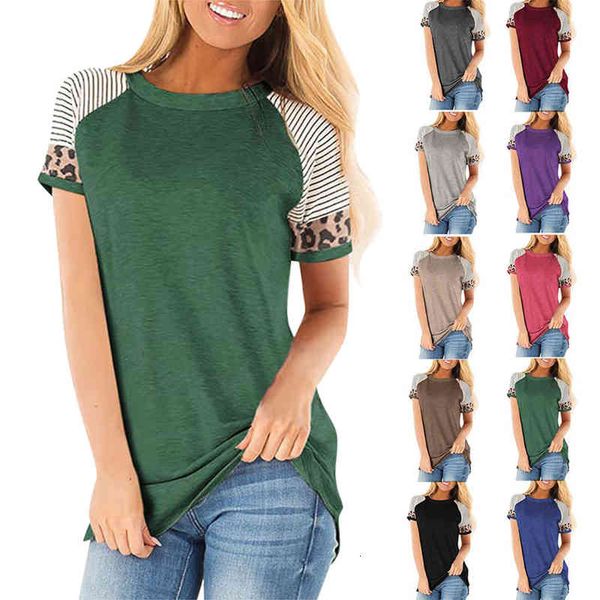 women's hoodies sweatshirts summer round neck stripe leopard stitching casual short sleeve t-shirt women tfmo, Black
women's hoodies sweatshirts summer round neck stripe leopard stitching casual short sleeve t-shirt women tfmo, Black