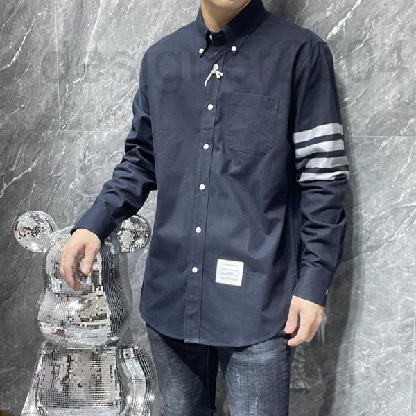 men's casual shirts designer chaopai shirt 2022 spring and autumn new classic navy blue tb four bar men's women's long sleeve, White;black
men's casual shirts designer chaopai shirt 2022 spring and autumn new classic navy blue tb four bar men's women's long sleeve, White;black
