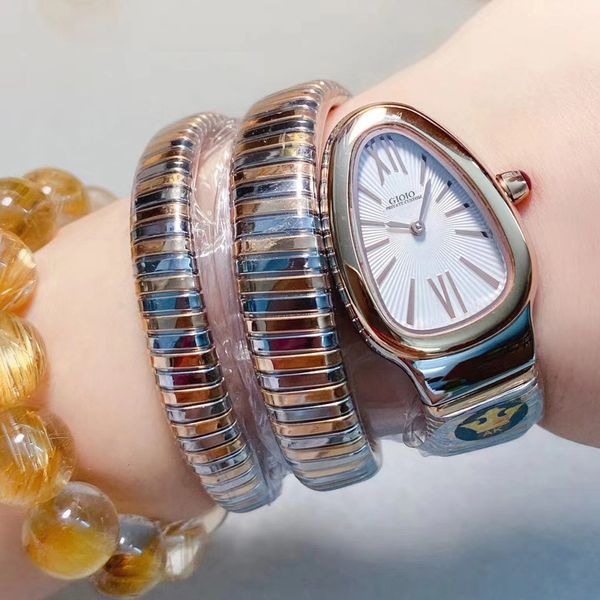 women watch lady snake rose gold long bracelet rome quartz black white watch, Slivery;brown
women watch lady snake rose gold long bracelet rome quartz black white watch, Slivery;brown