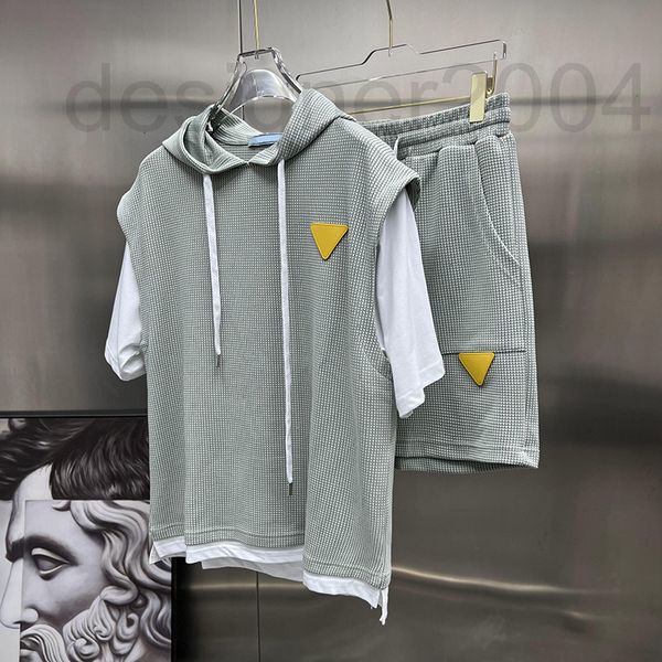 men's tracksuits designer 2022 summer new triangular standard waffle sportswear men's casual hooded short sleeved shorts fake two-, Gray
men's tracksuits designer 2022 summer new triangular standard waffle sportswear men's casual hooded short sleeved shorts fake two-, Gray