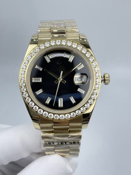 man diamond bezel watches 41mm daydate automatic mechanical full stainless steel strap mens wristwatch fashion business male clock men watch, Slivery;brown
man diamond bezel watches 41mm daydate automatic mechanical full stainless steel strap mens wristwatch fashion business male clock men watch, Slivery;brown