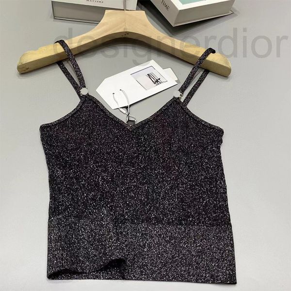 women's t-shirt designer high version small fragrance series v-neck silver silk knitted suspender vest is a new summer product in 2022, White
women's t-shirt designer high version small fragrance series v-neck silver silk knitted suspender vest is a new summer product in 2022, White