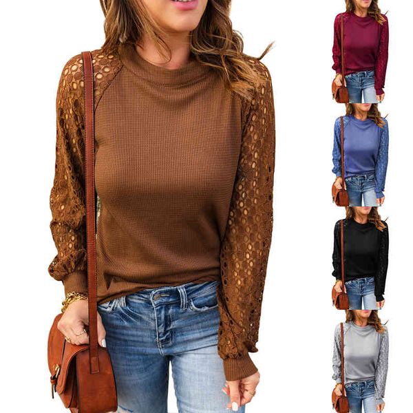 women's hoodies sweatshirts autumn and winter women's round neck waffle lace splicing long sleeve shirt 2civ, Black
women's hoodies sweatshirts autumn and winter women's round neck waffle lace splicing long sleeve shirt 2civ, Black