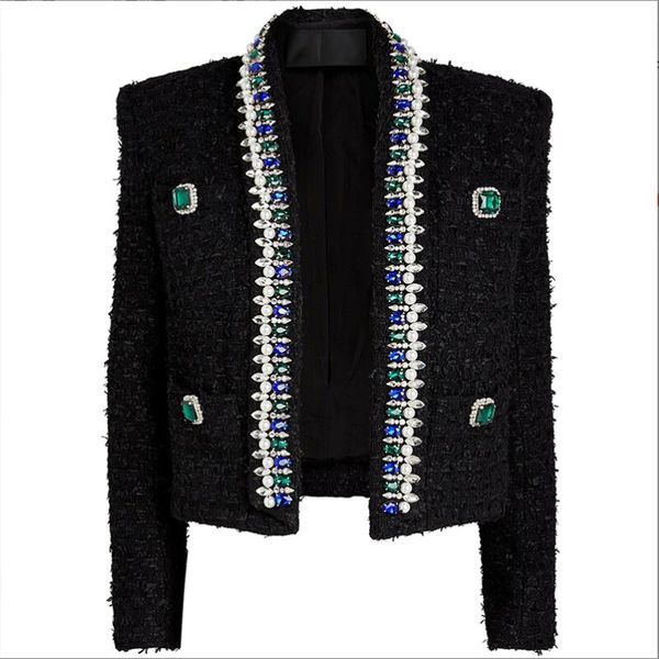 woolen jacket coat women 2022fw designer fashion women's stunning strass diamonds beading shawl collar tweed short jacket w269, Black;brown
woolen jacket coat women 2022fw designer fashion women's stunning strass diamonds beading shawl collar tweed short jacket w269, Black;brown