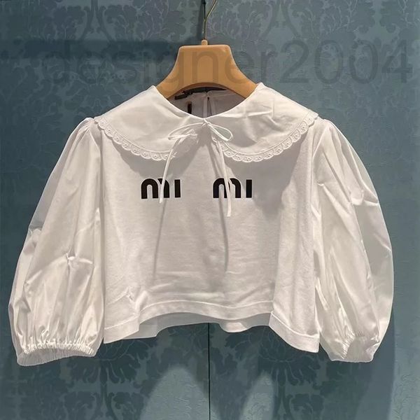 women's hoodies & sweatshirts designer miu home white cotton t-shirt women's 5-sleeve bubble sleeve splicing doll neck short lette, Black
women's hoodies & sweatshirts designer miu home white cotton t-shirt women's 5-sleeve bubble sleeve splicing doll neck short lette, Black