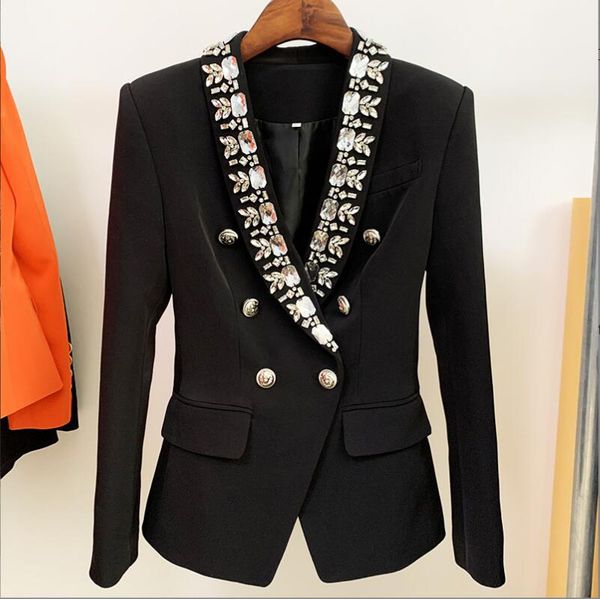 black women jackets blazer cotton diamond gold double-breasted button beaded shawl collar suit coat w270, White;black
black women jackets blazer cotton diamond gold double-breasted button beaded shawl collar suit coat w270, White;black